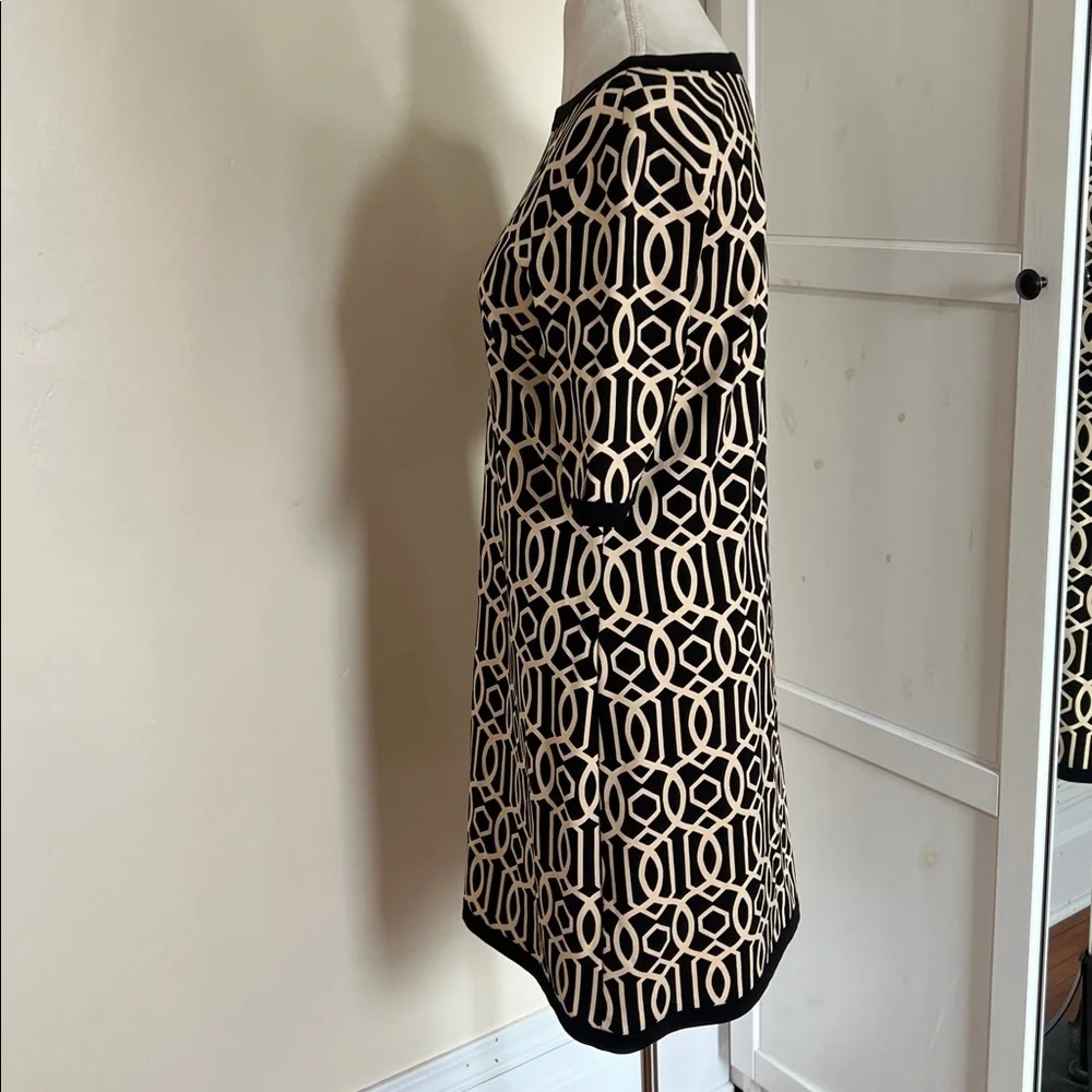 Jude Connally M | Black Beige Geometric Chain Link Print Knit Dress Made in USA - Picture 5 of 8